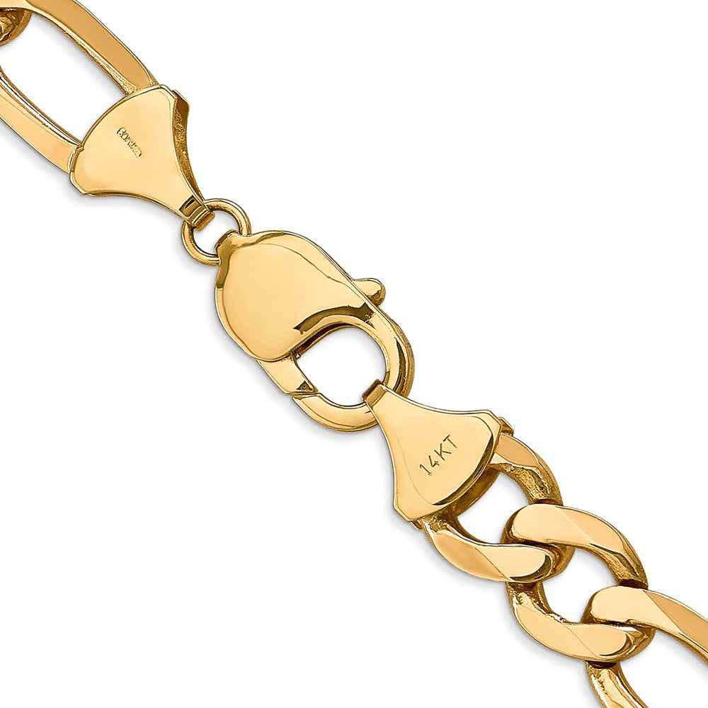 14K 22 inch 10mm Flat Figaro with Lobster Clasp Chain