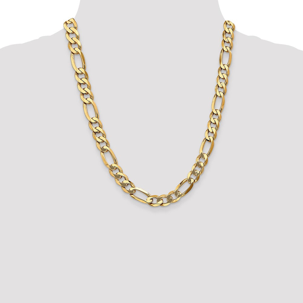 14K 22 inch 10mm Flat Figaro with Lobster Clasp Chain