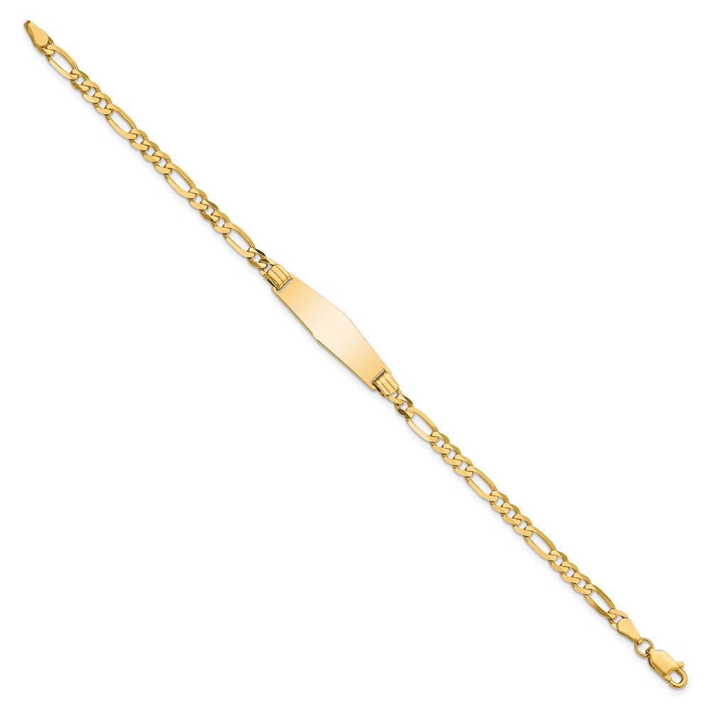 14k Soft Diamond Shape Figaro ID Bracelet