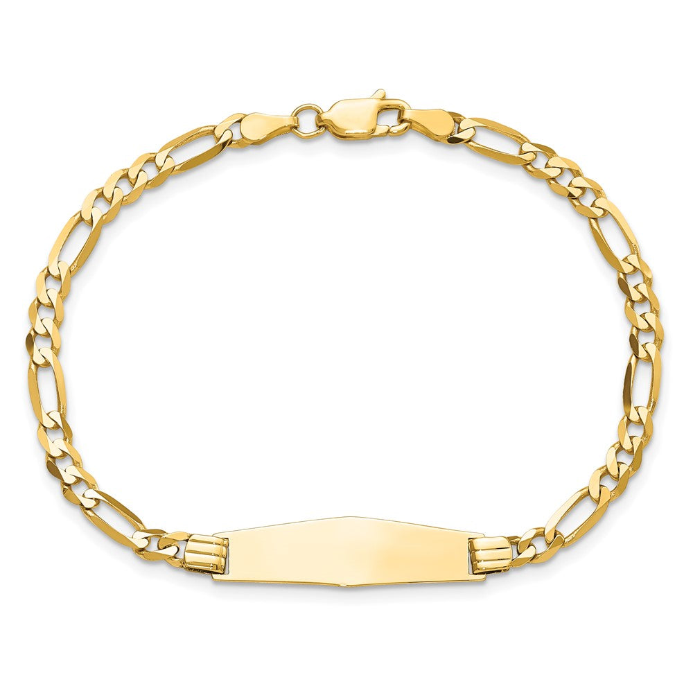 14k Soft Diamond Shape Figaro ID Bracelet