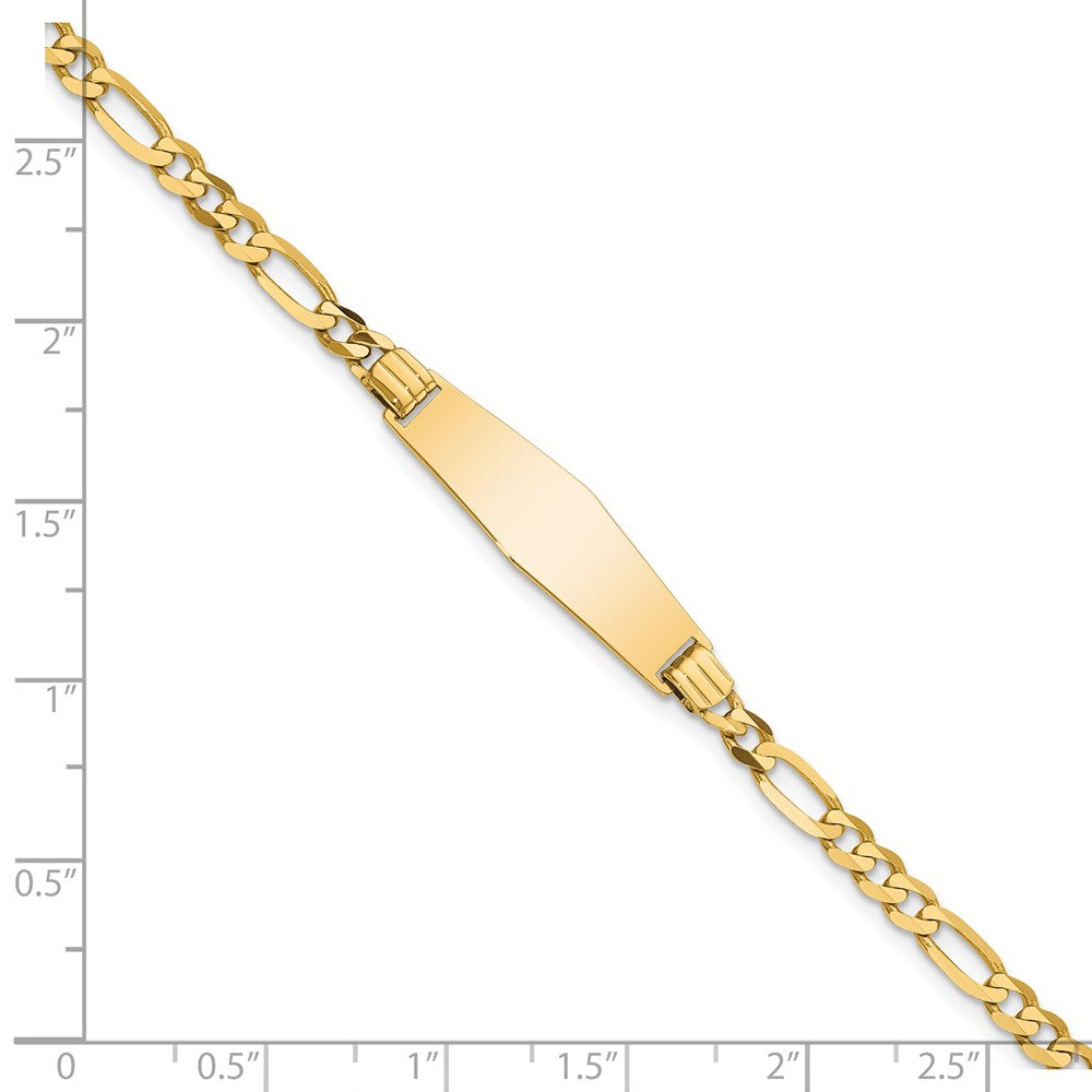 14k Soft Diamond Shape Figaro ID Bracelet