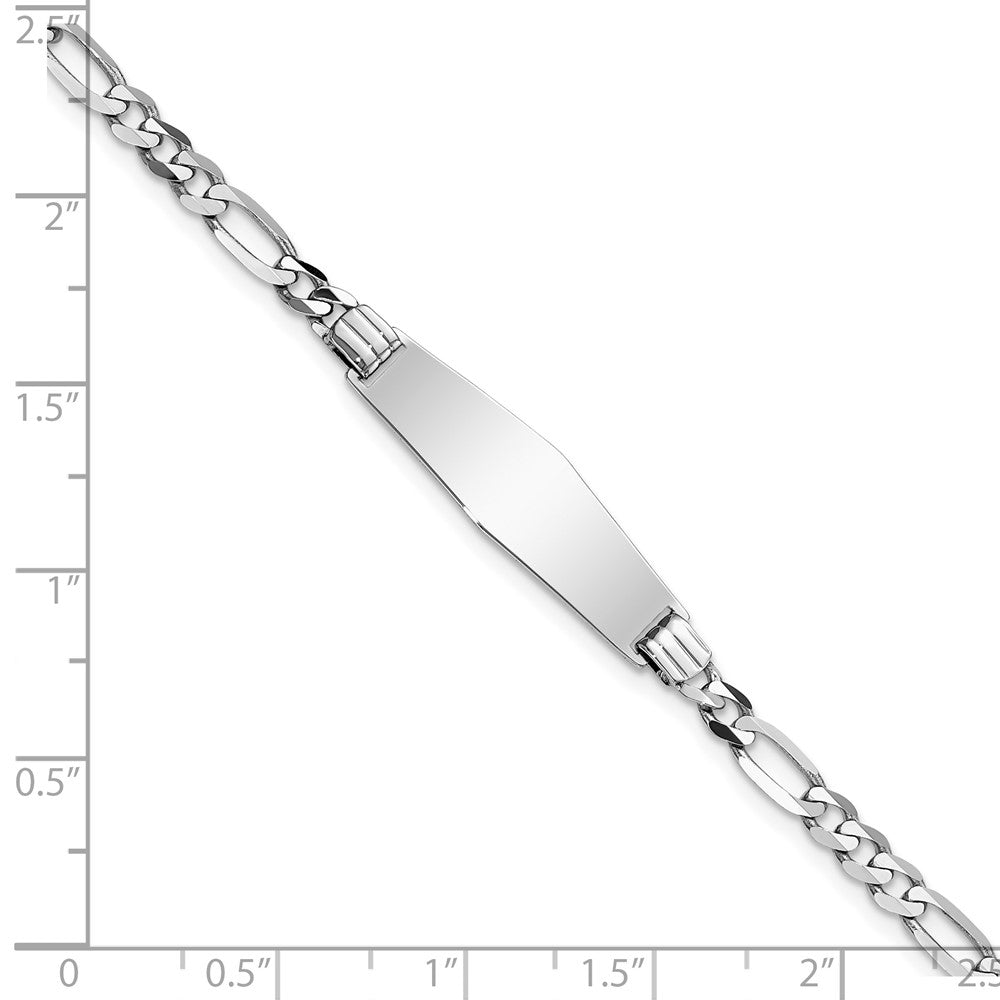 14k WG Soft Diamond Shape Figaro Link ID Bracelet