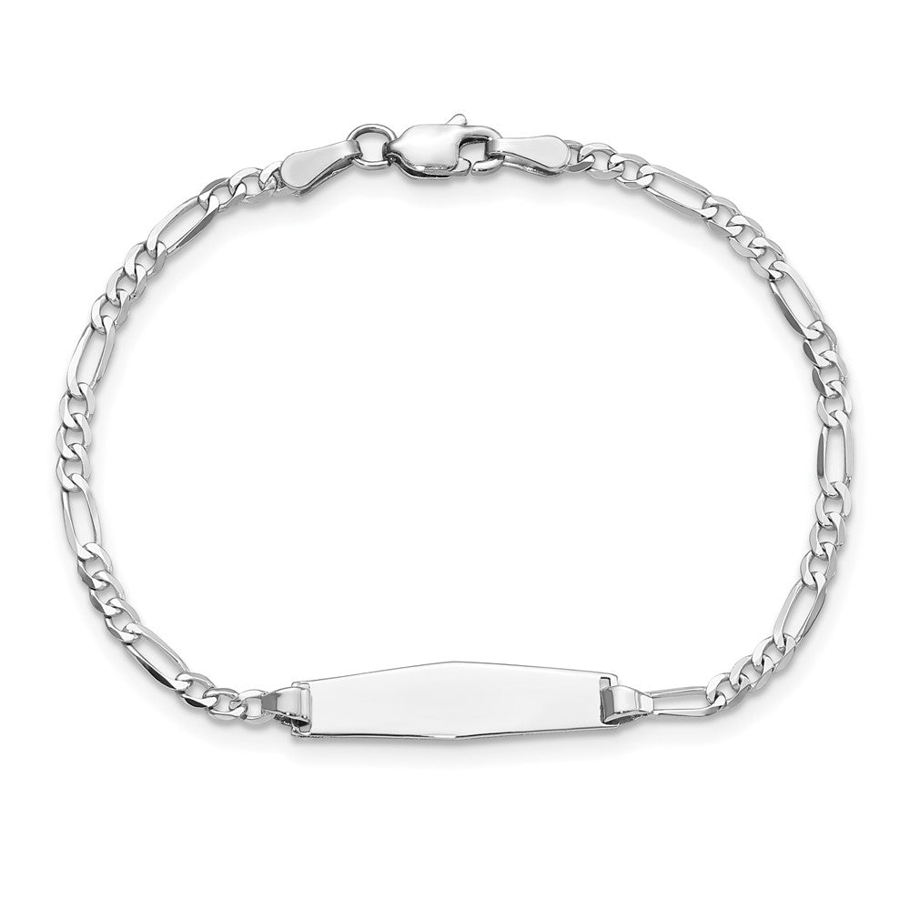 14k WG Soft Diamond Shape Figaro Link ID Bracelet