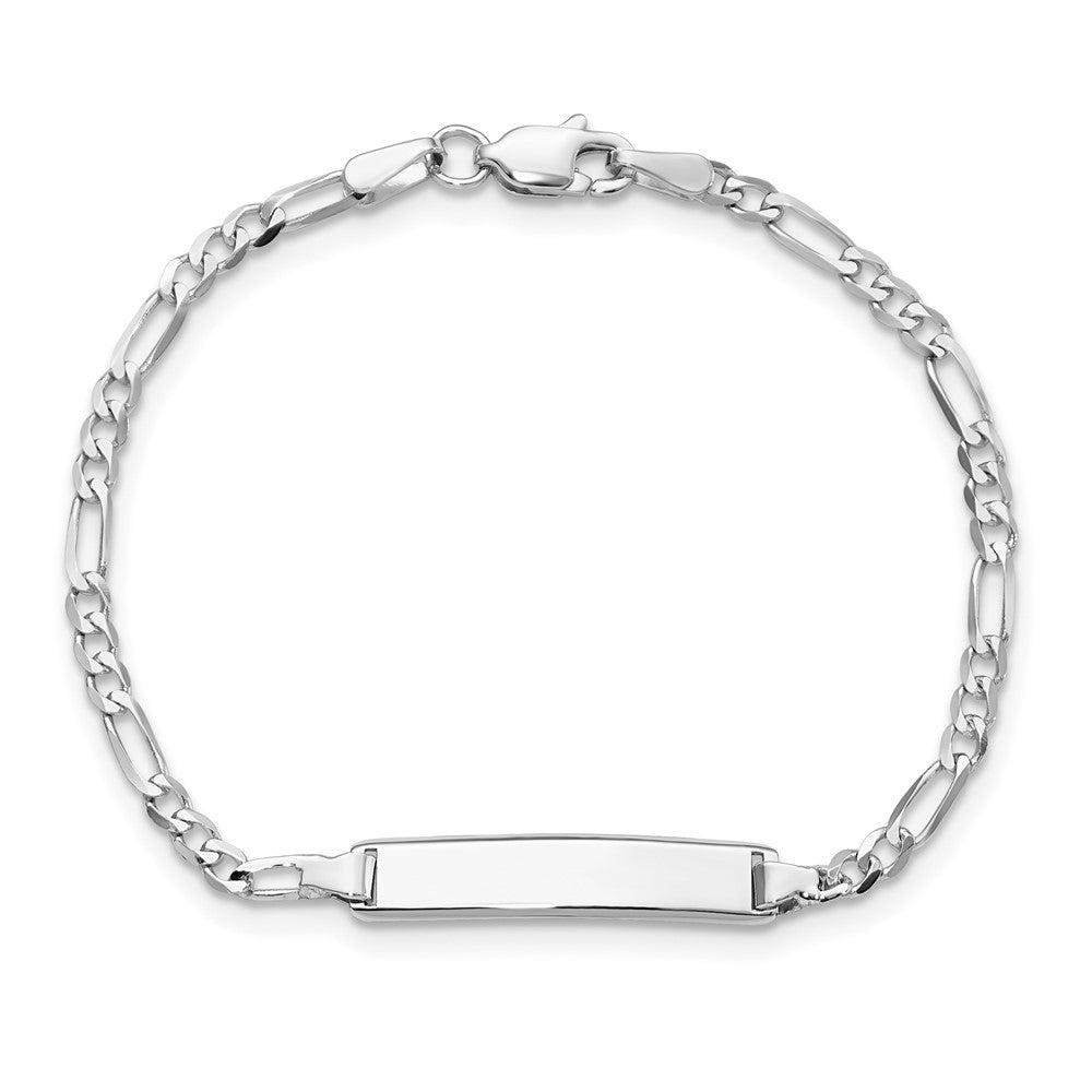 14k WG Figaro Link ID Bracelet