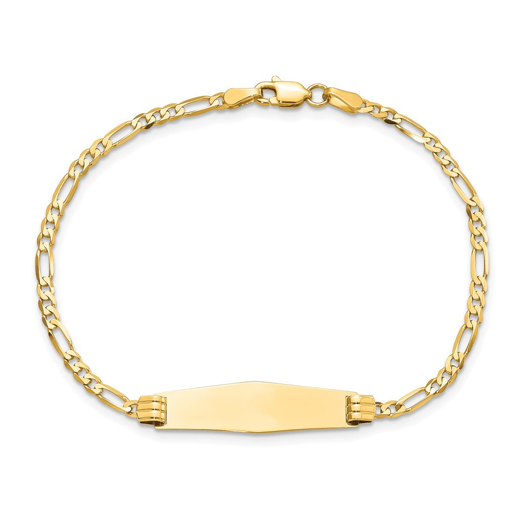 14k Soft Diamond Shape Figaro ID Bracelet