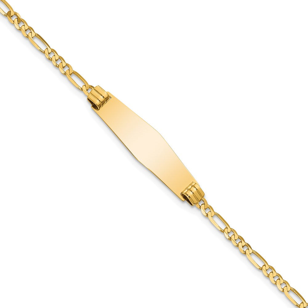 14k Soft Diamond Shape Figaro ID Bracelet