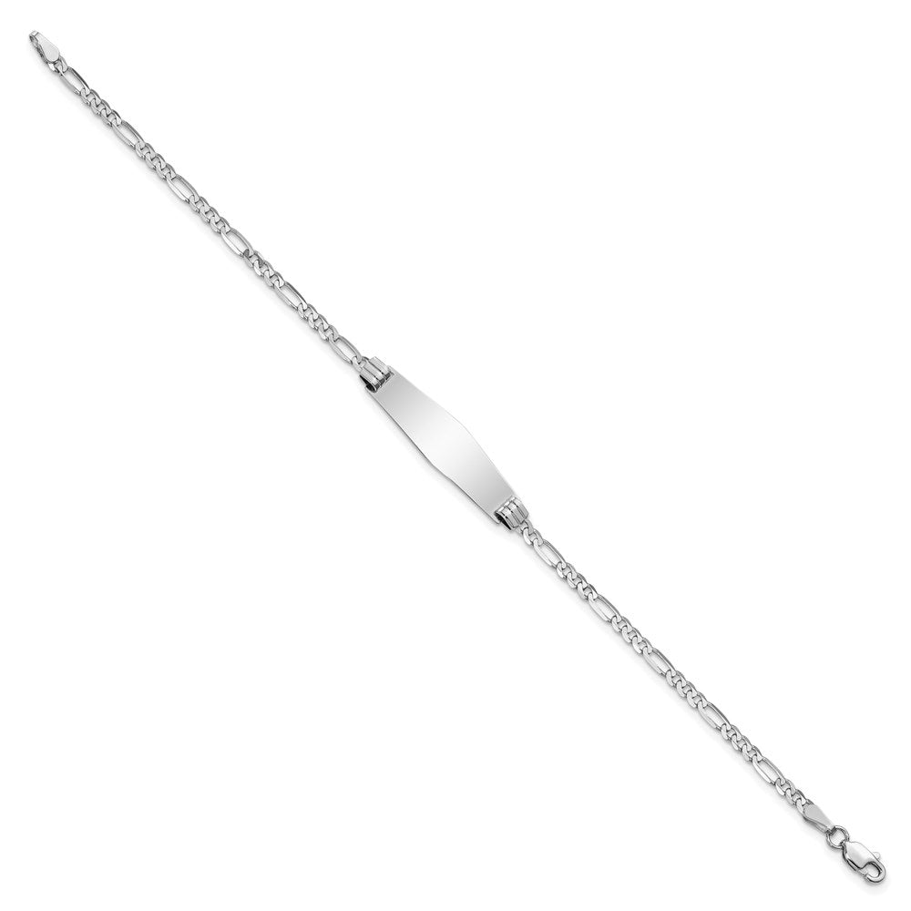 14k WG Soft Diamond Shape Figaro Link ID Bracelet