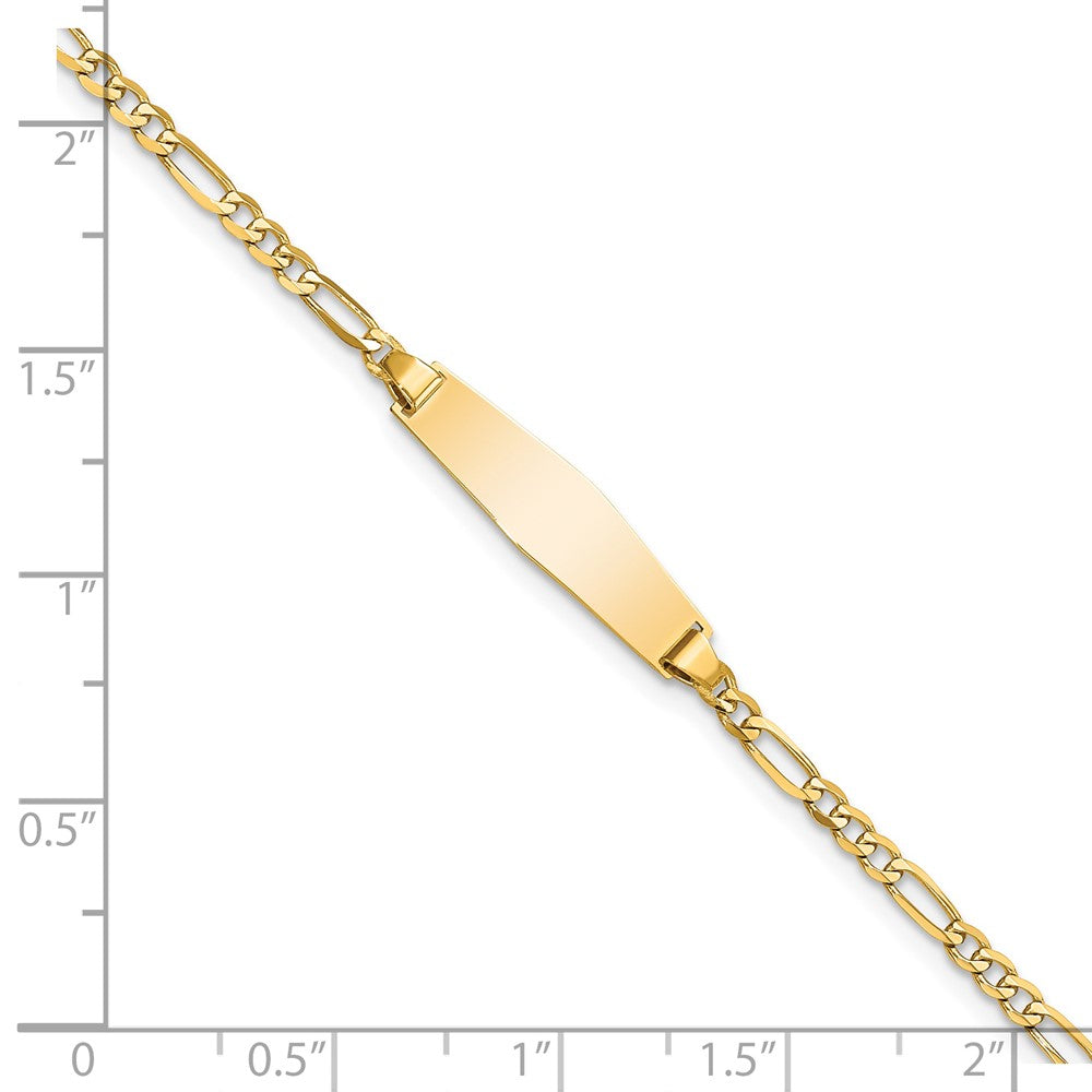 14k Soft Diamond Shape Figaro Link ID Bracelet