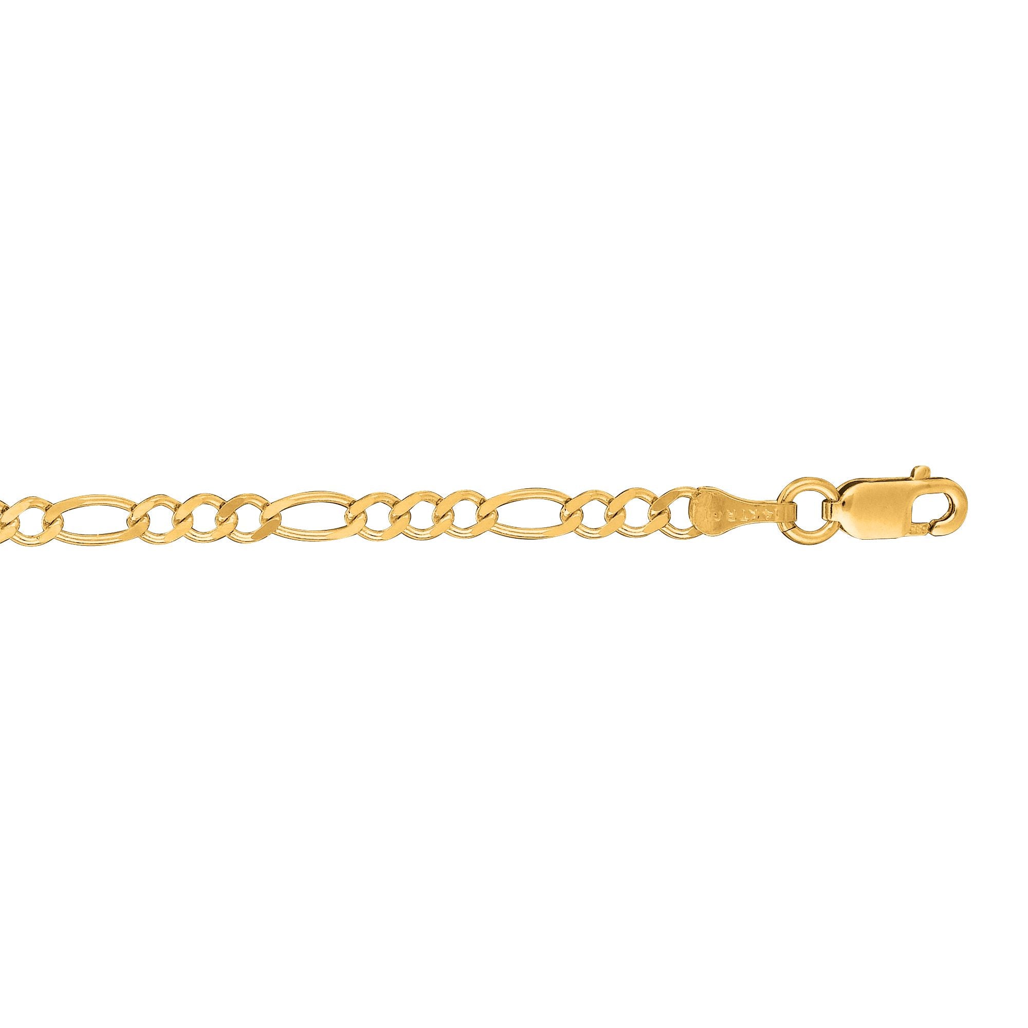 14K Yellow Gold 3.1mm Figaro 30" Chain with Lobster Lock