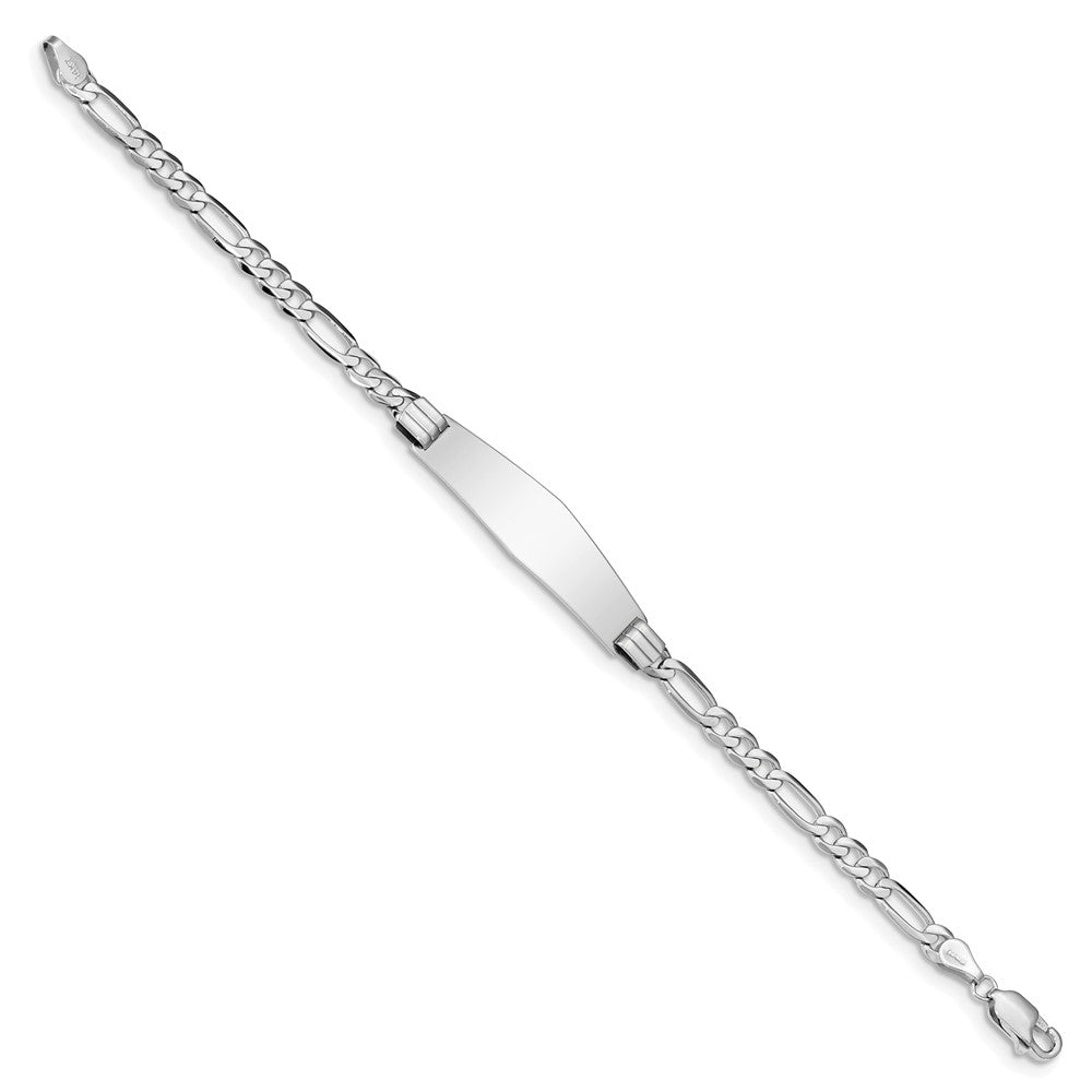 14k WG Figaro Link Soft Diamond Shape ID Bracelet