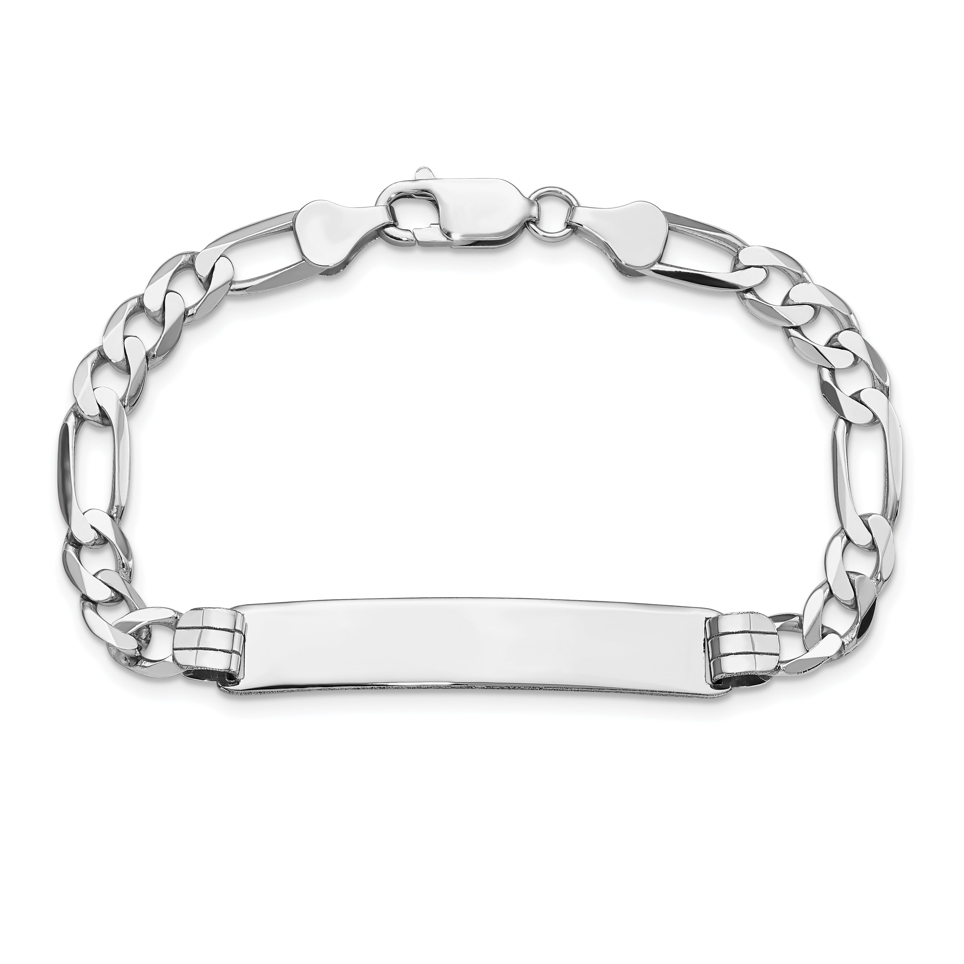 14k WG Figaro Link ID Bracelet