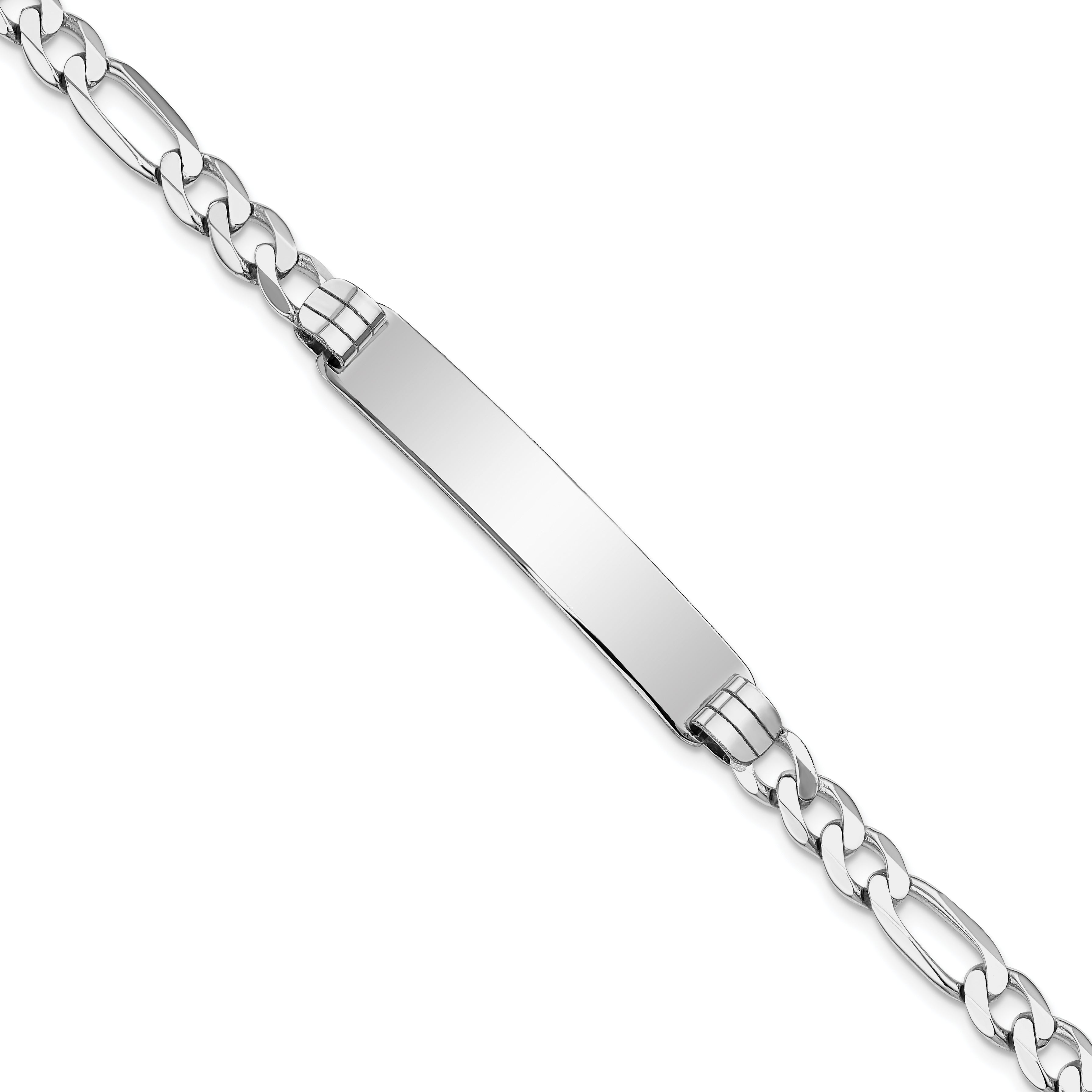 14k WG Figaro Link ID Bracelet