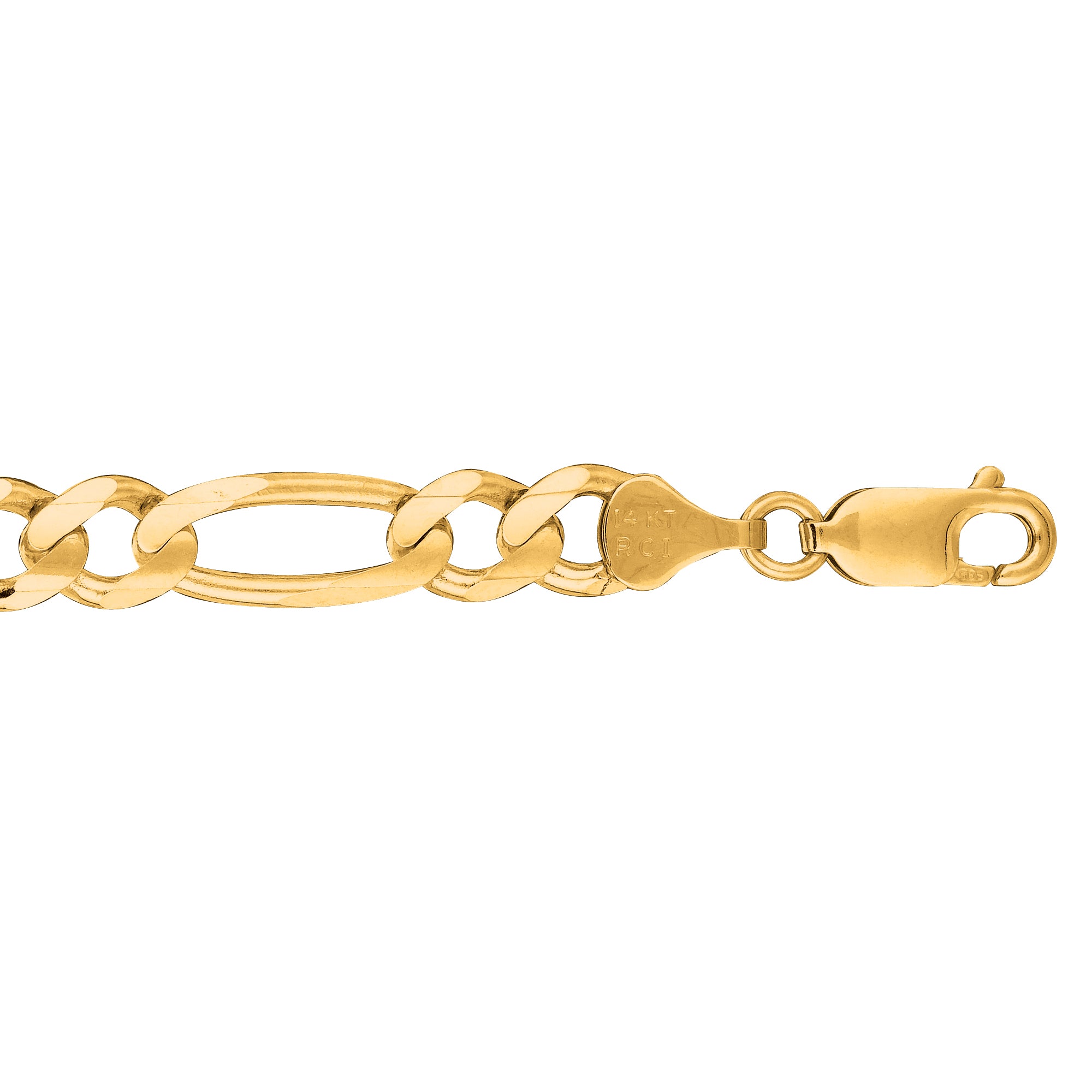 14K Yellow Gold 7mm Figaro 30" Chain with Lobster Lock