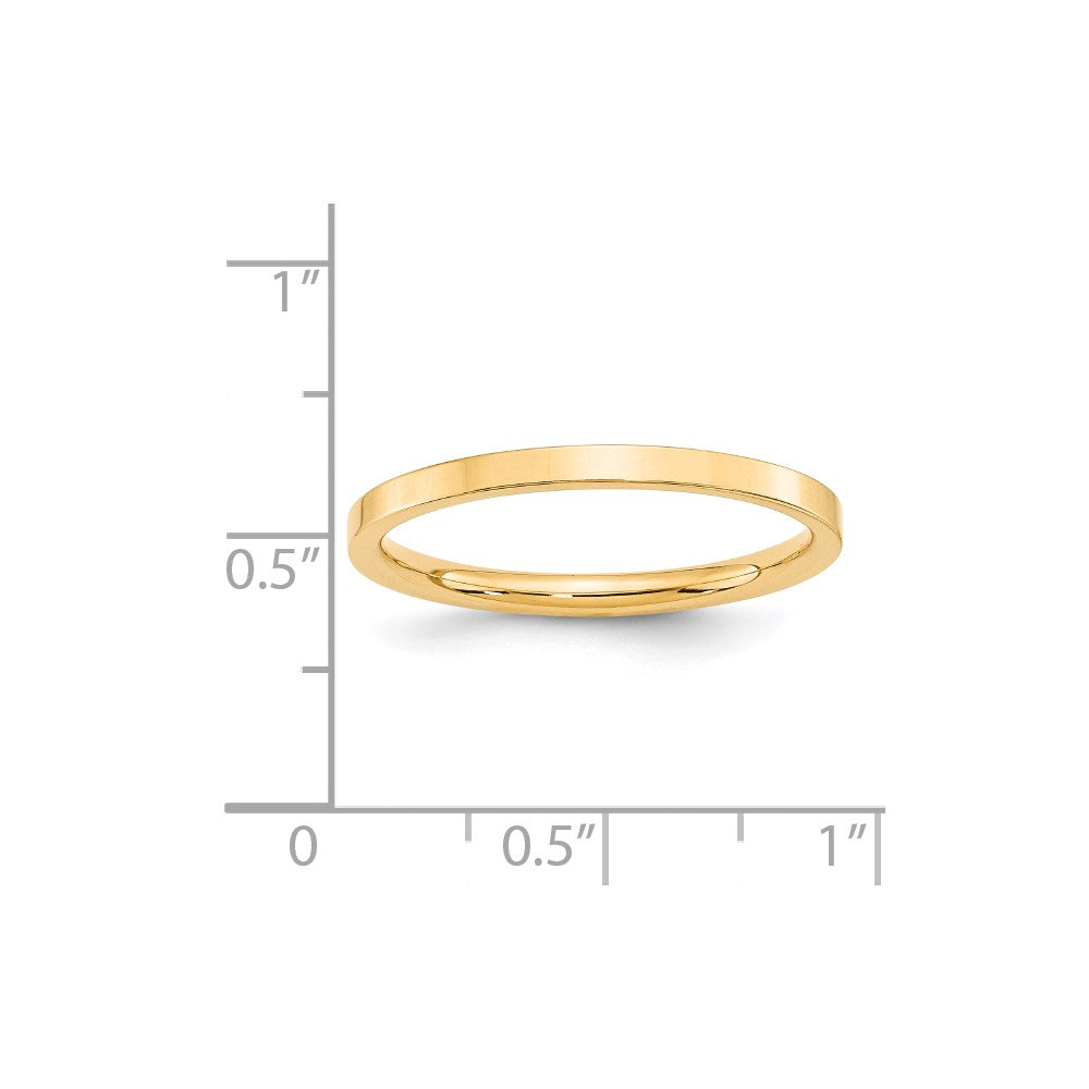 14k Yellow Gold 2mm Standard Weight Flat Comfort Fit Wedding Band Size 9.5