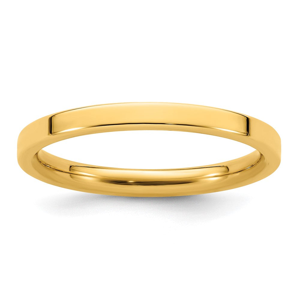 14k Yellow Gold 2mm Standard Weight Flat Comfort Fit Wedding Band Size 9.5