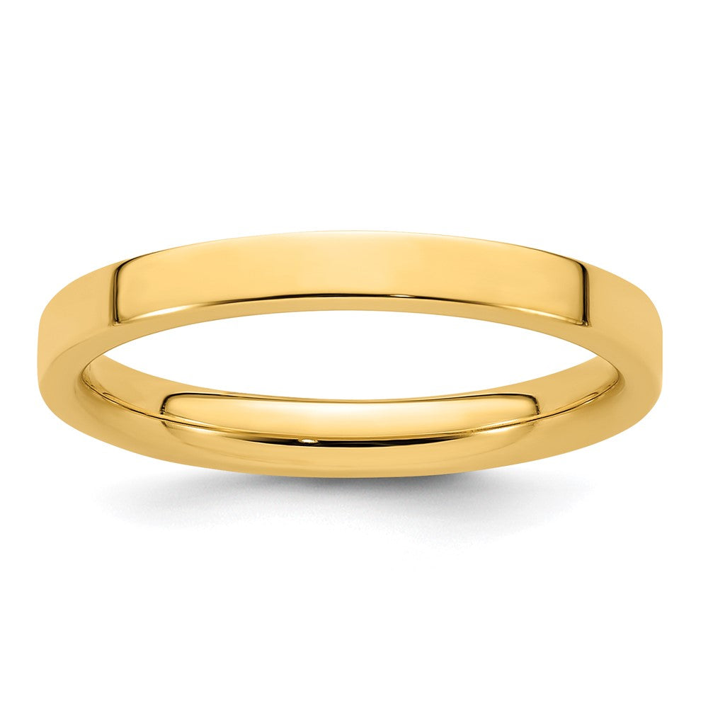 14k Yellow Gold 2.5mm Standard Weight Flat Comfort Fit Wedding Band Size 10