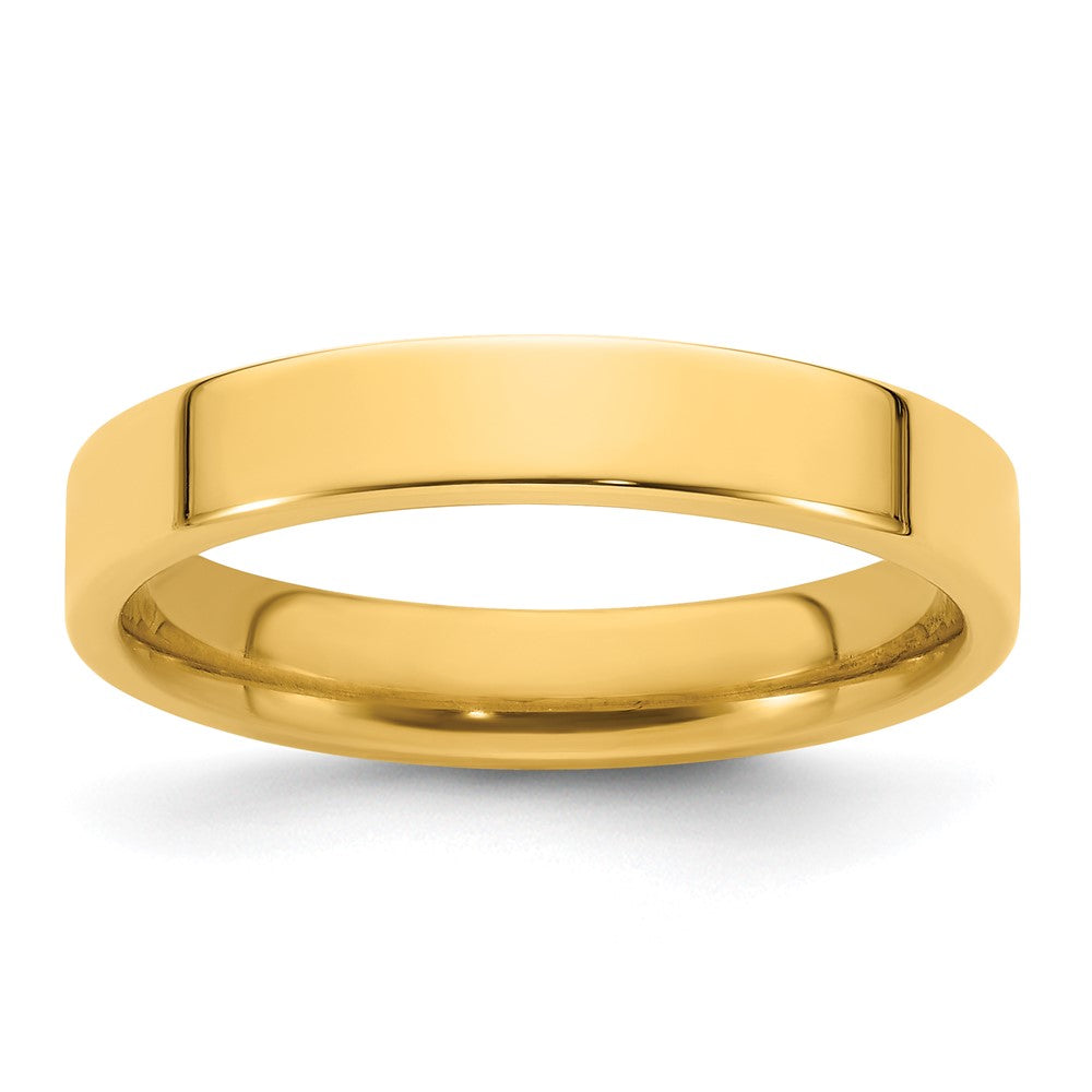 14k Yellow Gold 4mm Standard Weight Flat Comfort Fit Wedding Band Size 10