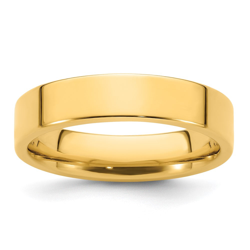 14k Yellow Gold 5mm Standard Weight Flat Comfort Fit Wedding Band Size 5.5