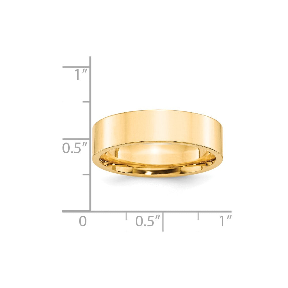 14k Yellow Gold 6mm Standard Weight Flat Comfort Fit Wedding Band Size 8.5