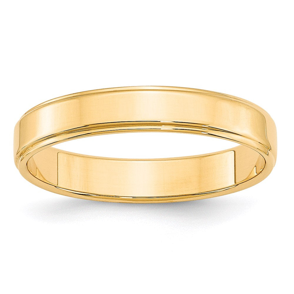 14k Yellow Gold 4mm Flat with Step Edge Wedding Band Size 9