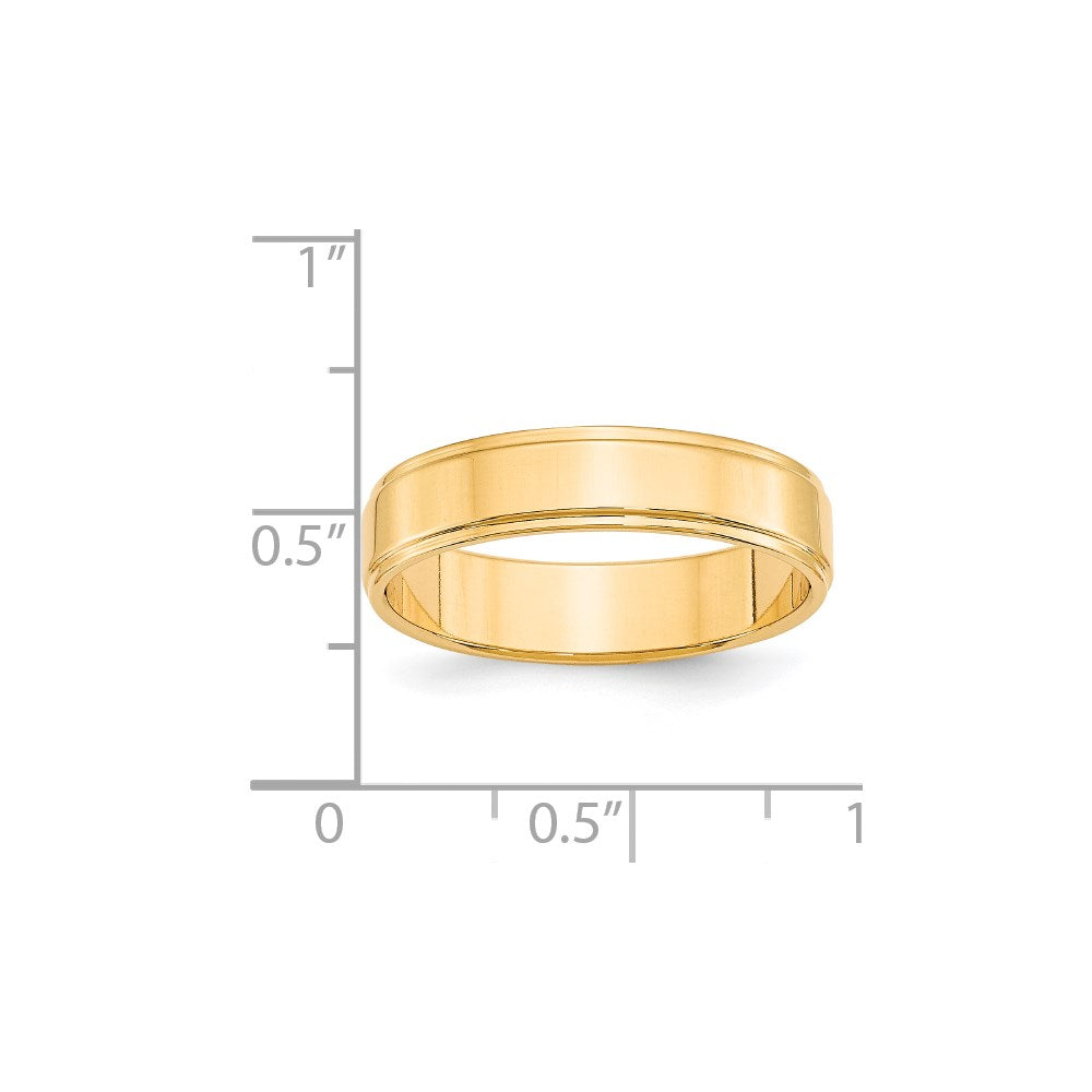 14k Yellow Gold 5mm Flat with Step Edge Wedding Band Size 13