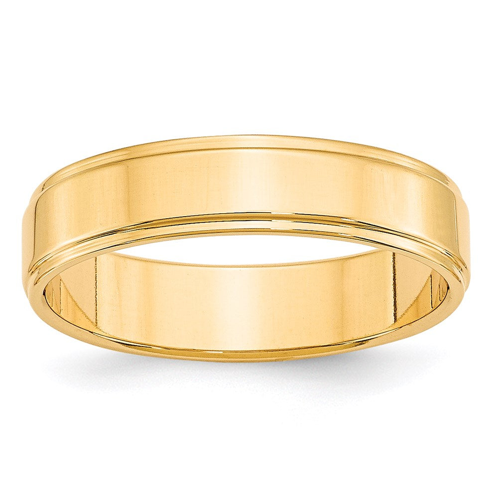 14k Yellow Gold 5mm Flat with Step Edge Wedding Band Size 4.5