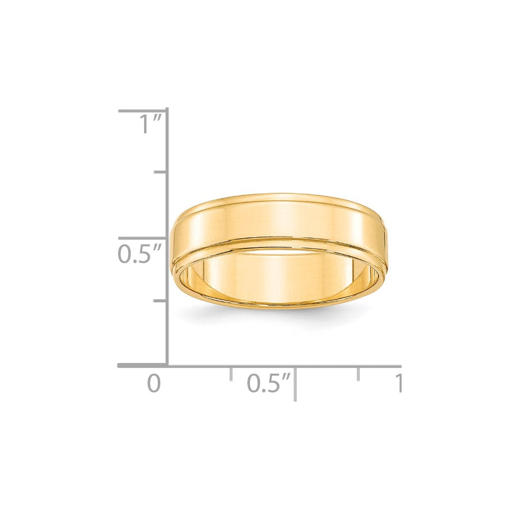 14k Yellow Gold 6mm Flat with Step Edge Wedding Band Size 10