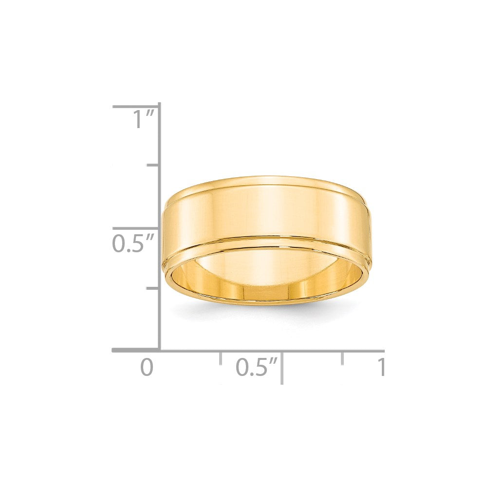 14k Yellow Gold 8mm Flat with Step Edge Wedding Band Size 6.5