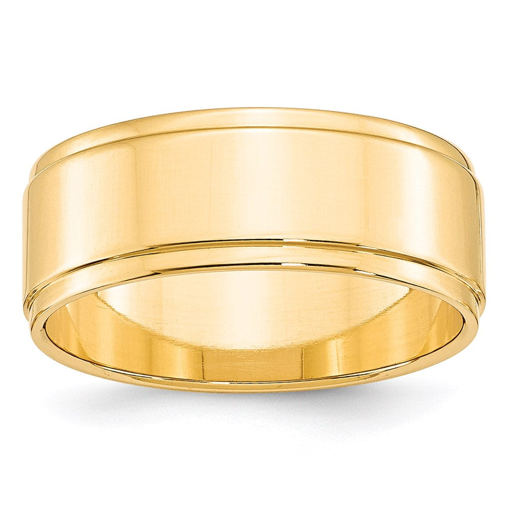 14k Yellow Gold 8mm Flat with Step Edge Wedding Band Size 5