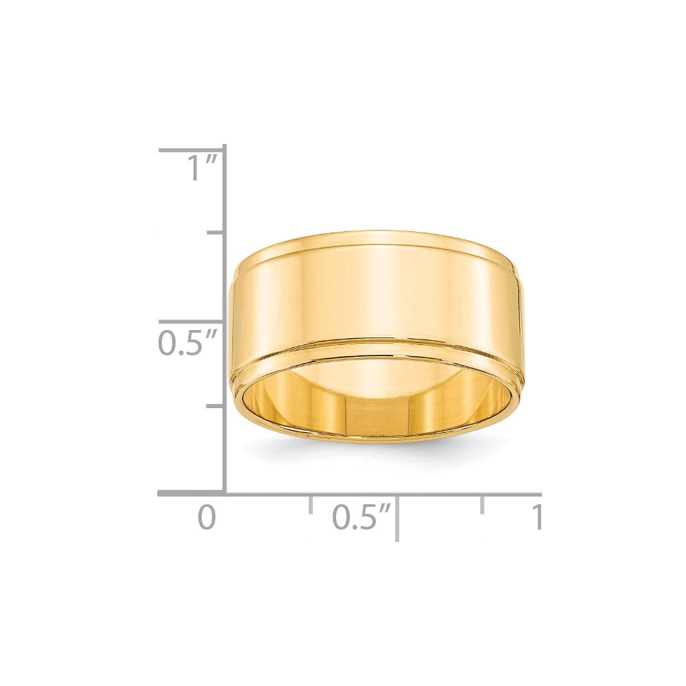 14k Yellow Gold 10mm Flat with Step Edge Wedding Band Size 7