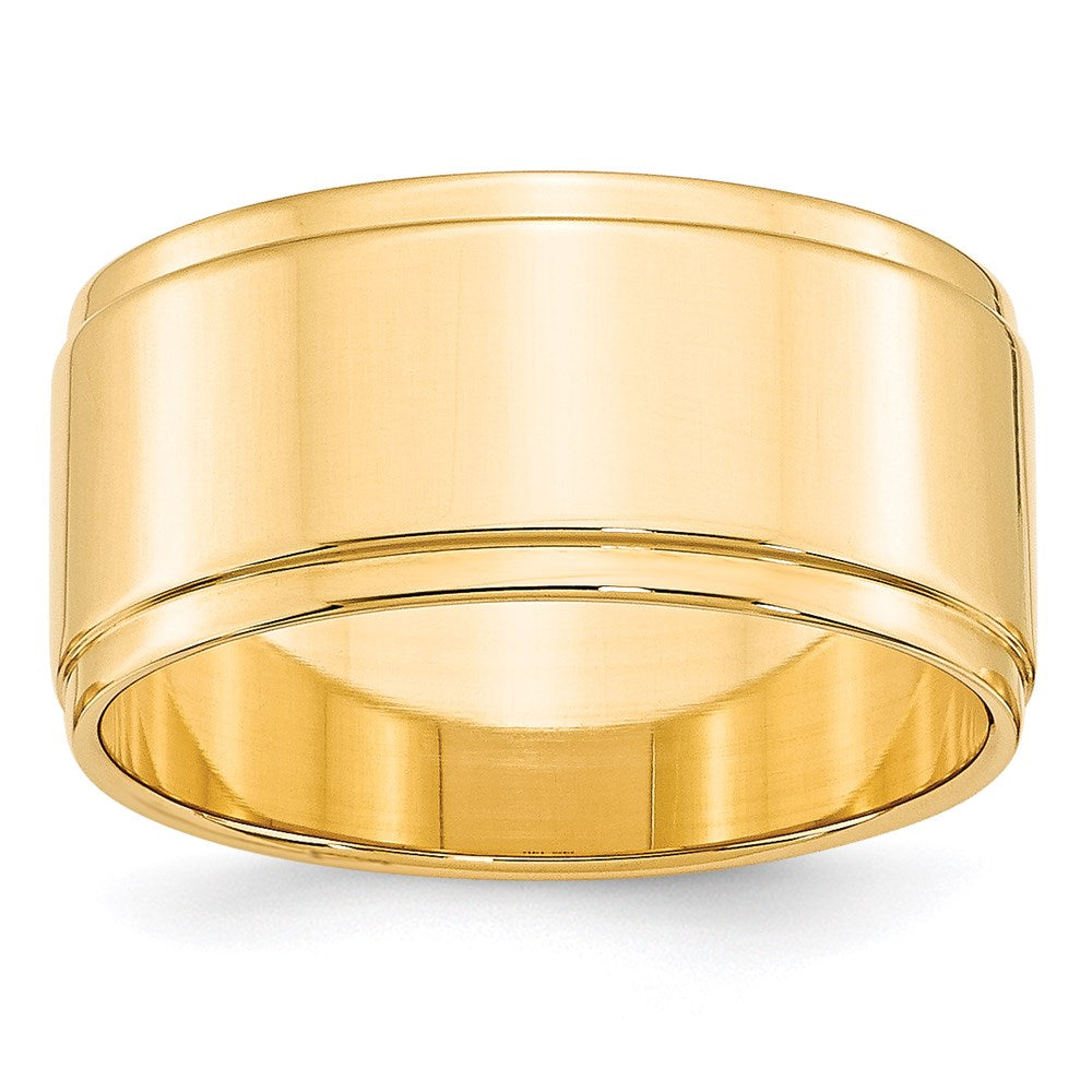 14k Yellow Gold 10mm Flat with Step Edge Wedding Band Size 12