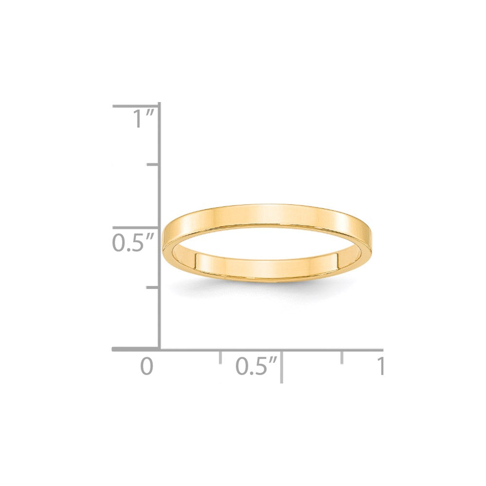 14k Yellow Gold 2.5mm Lightweight Flat Wedding Band Size 12.5