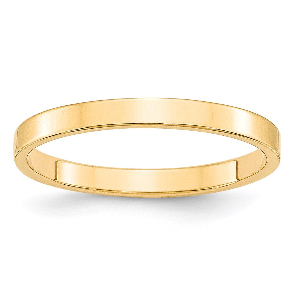 14k Yellow Gold 2.5mm Lightweight Flat Wedding Band Size 12.5