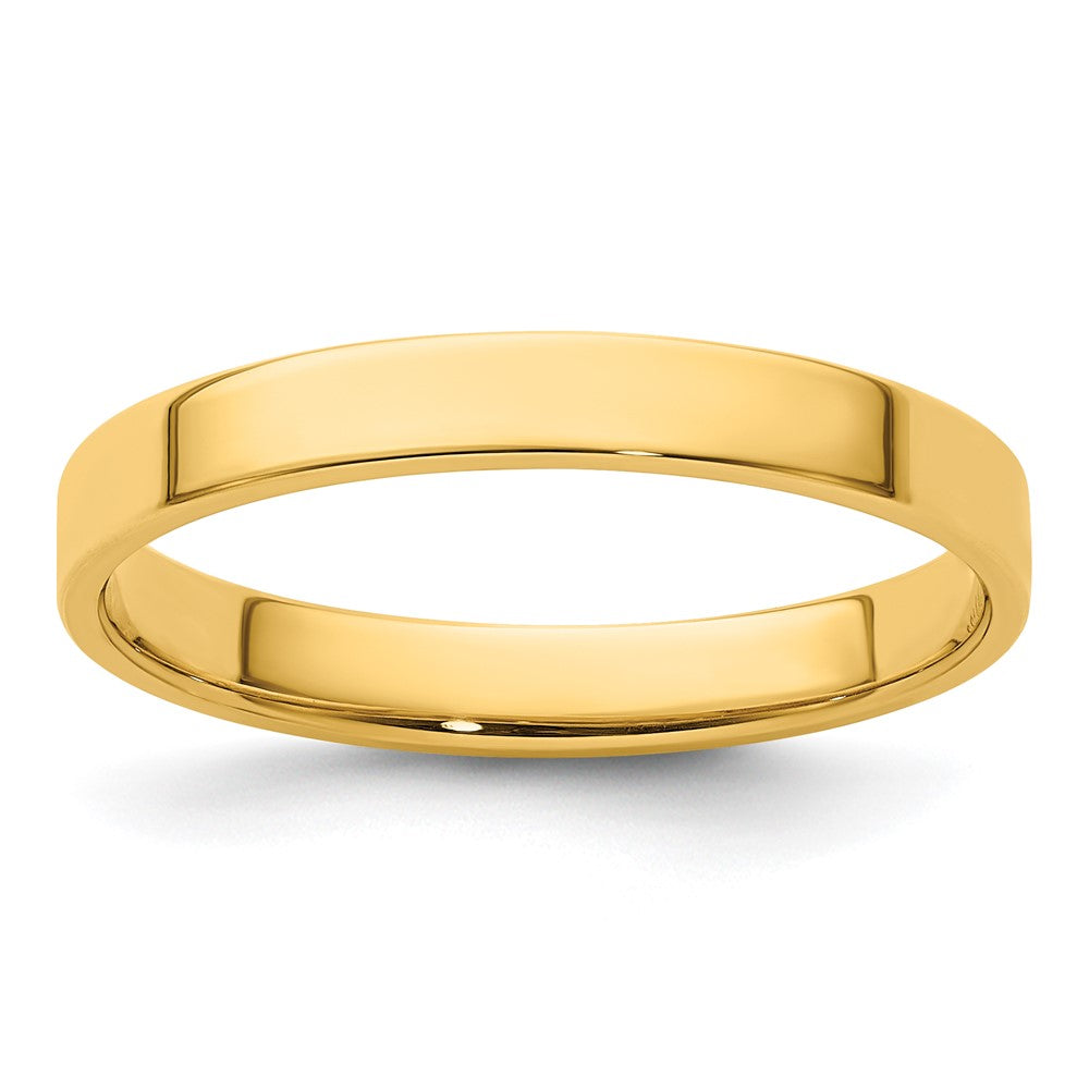 14k Yellow Gold 3mm Lightweight Flat Wedding Band Size 6