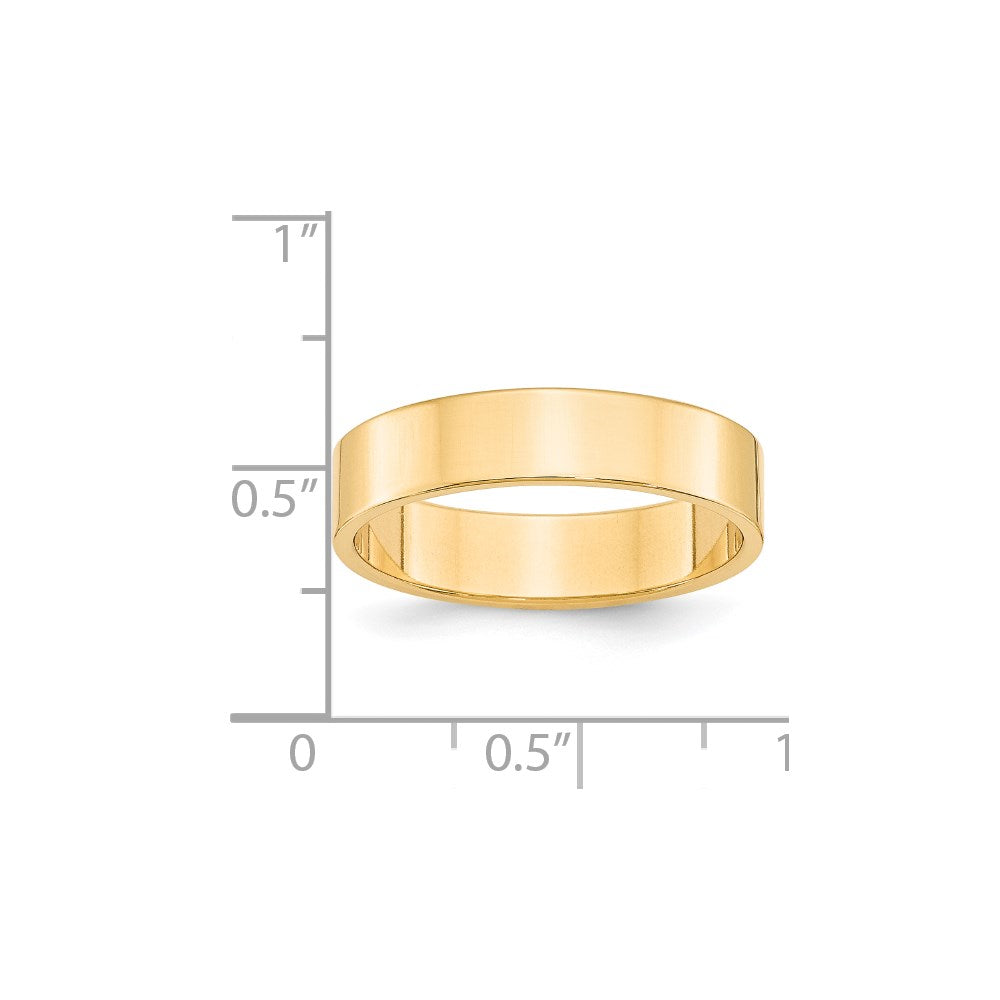 14k Yellow Gold 5mm Lightweight Flat Wedding Band Size 10.5