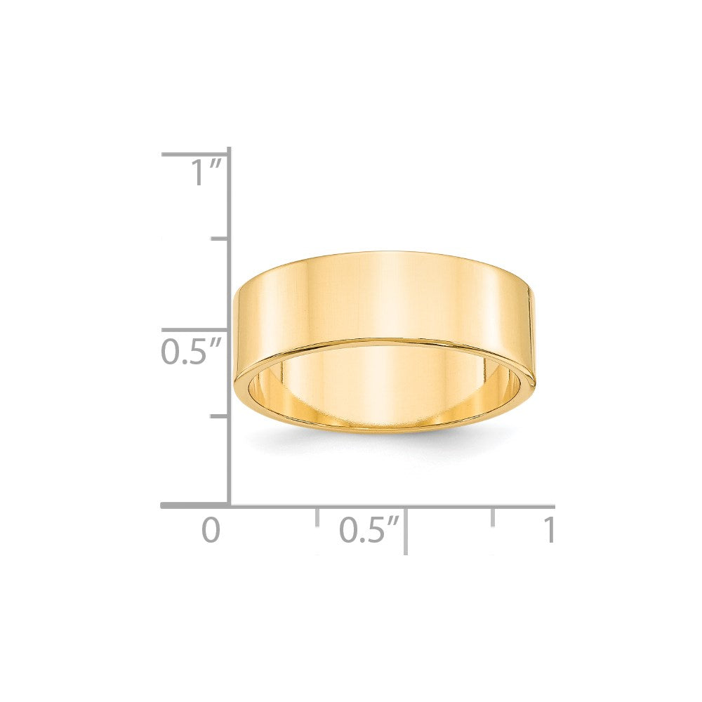 14k Yellow Gold 7mm Lightweight Flat Wedding Band Size 4