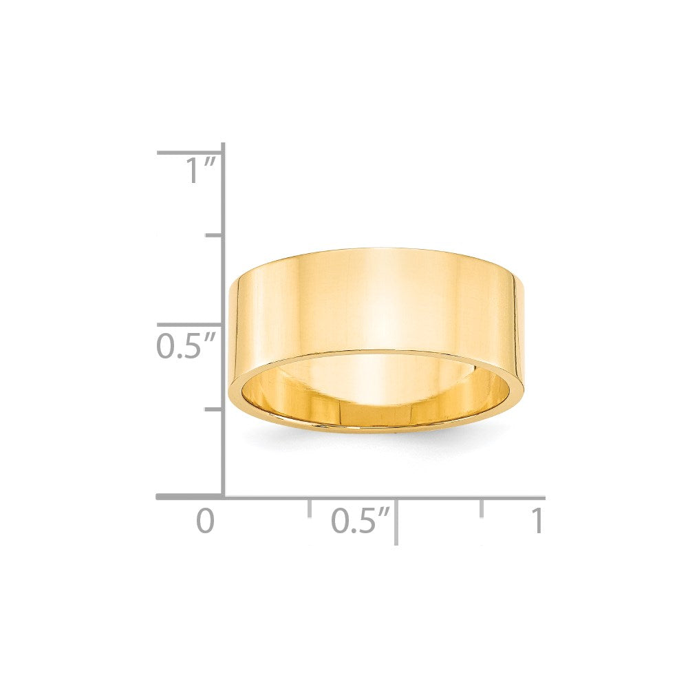 14k Yellow Gold 8mm Lightweight Flat Wedding Band Size 5.5