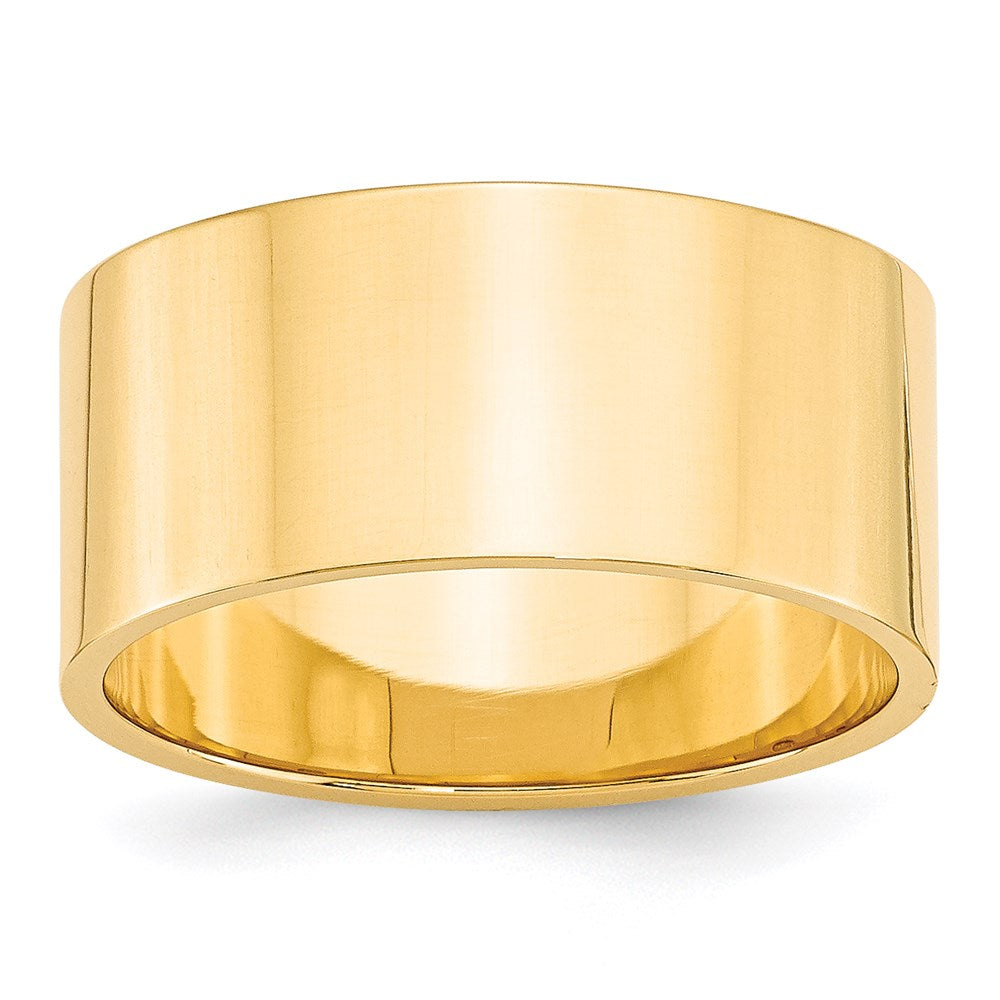 14k Yellow Gold 10mm Lightweight Flat Wedding Band Size 8