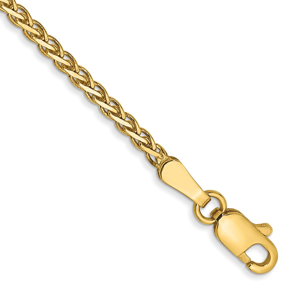 14K 7 inch 1.9mm Flat Wheat with Lobster Clasp Bracelet