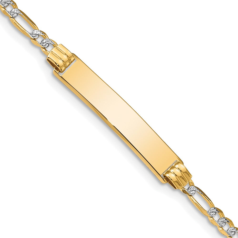 14k with Rhodium Pav√á Figaro ID Bracelet