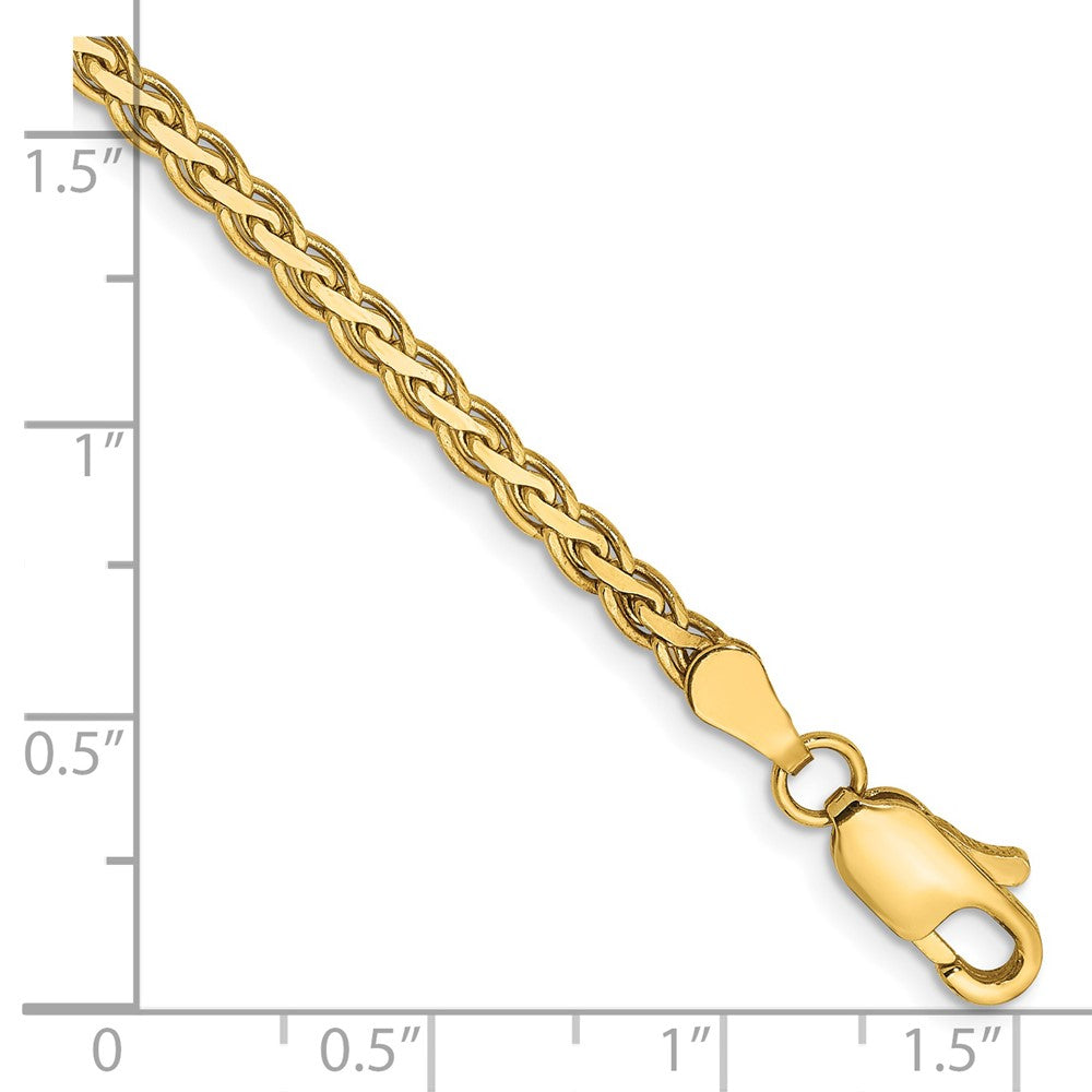 14K 7 inch 2.8mm Flat Wheat with Lobster Clasp Bracelet