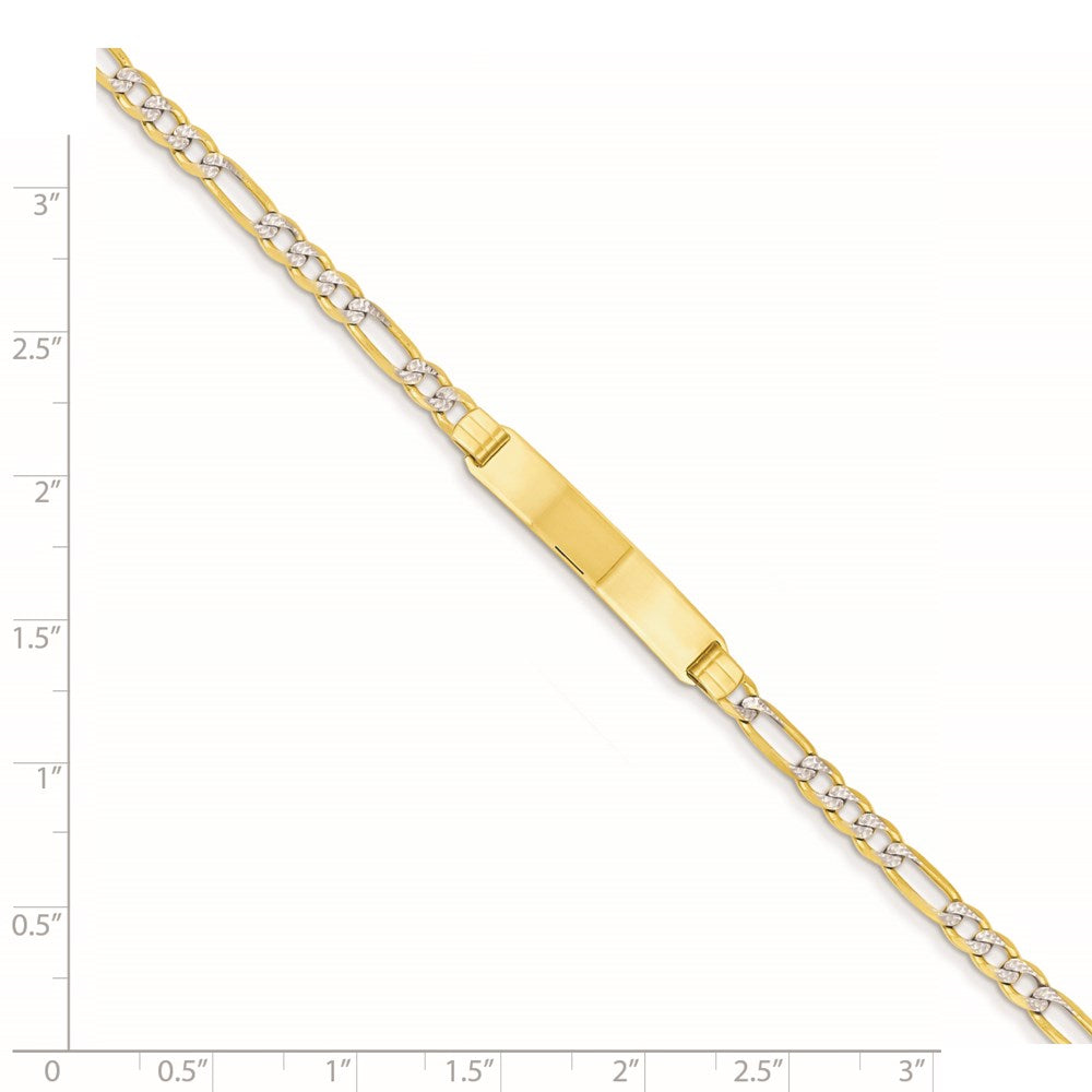 14k with Rhodium Pav√á Figaro ID Bracelet