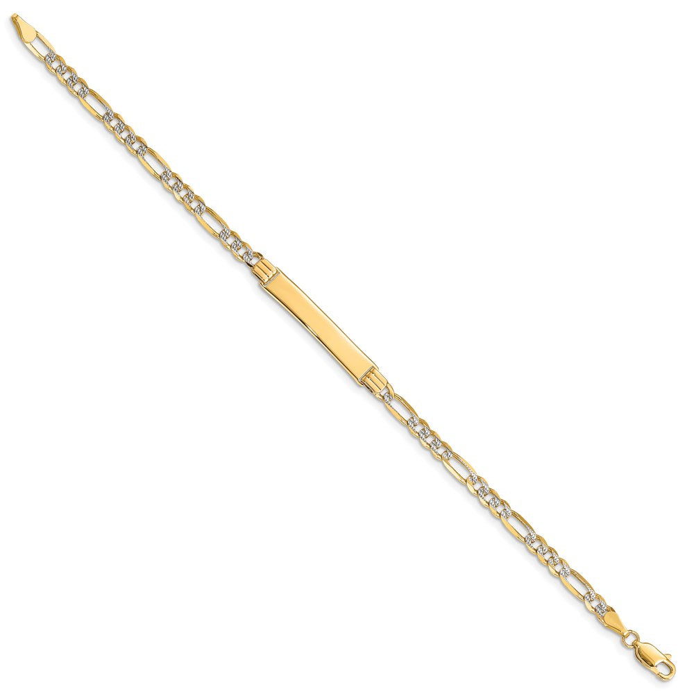 14k with Rhodium Pav√á Figaro ID Bracelet