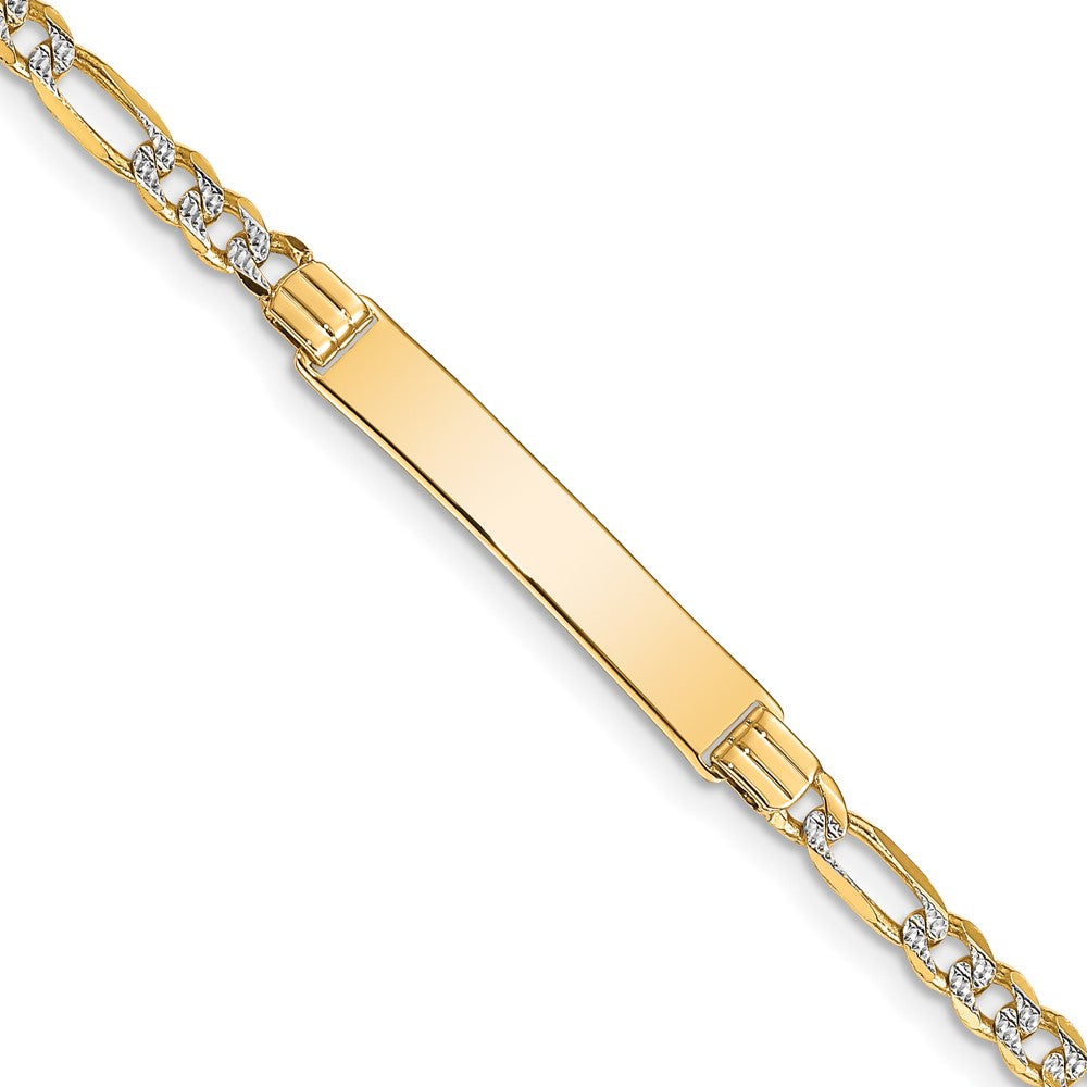 14k with Rhodium Pav√á Figaro ID Bracelet