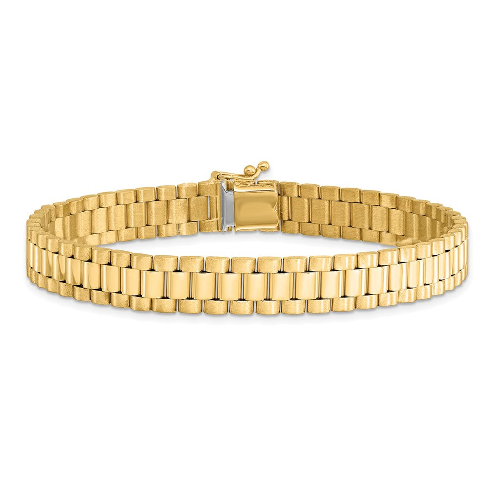 14K Men's Satin and Polished 8in Link Bracelet