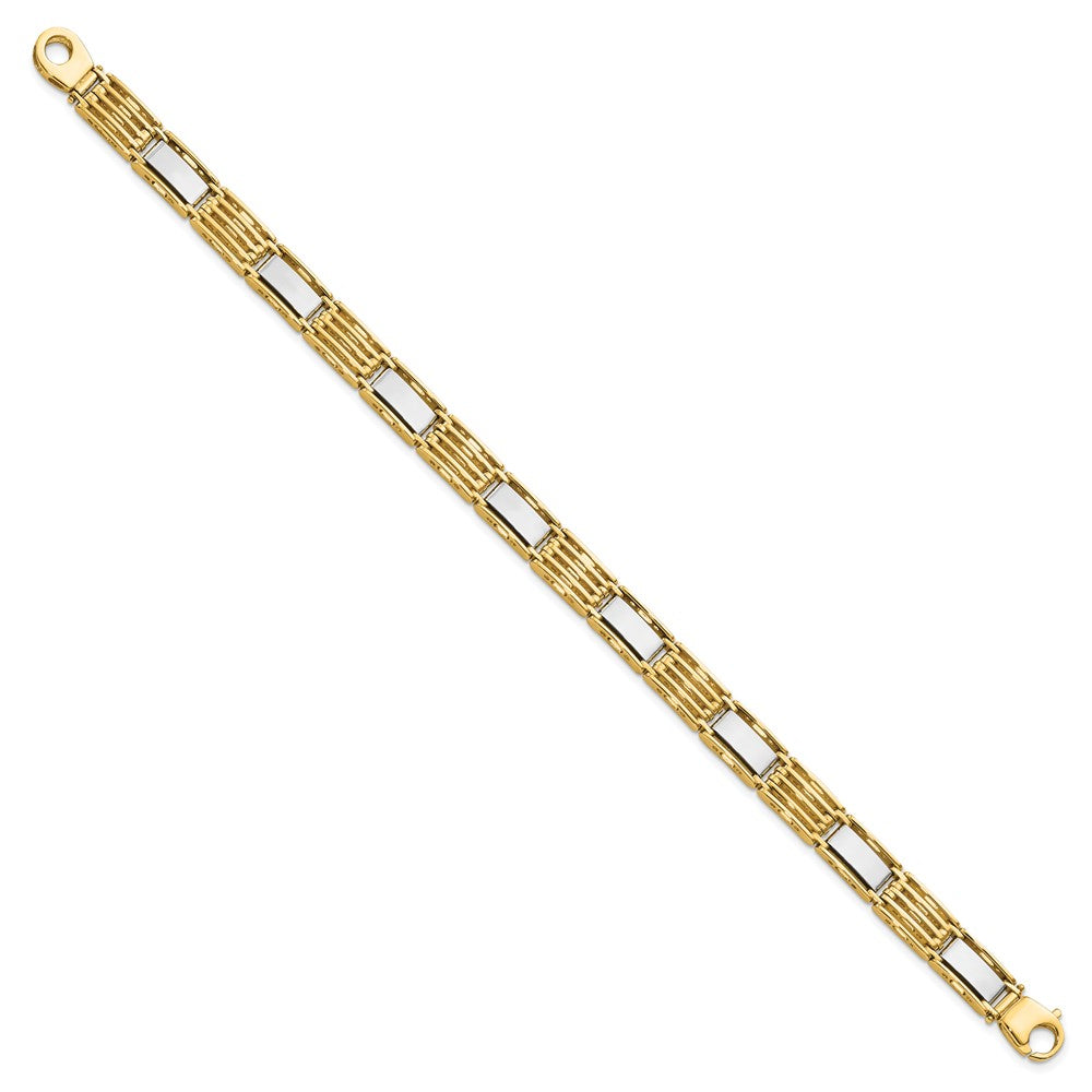 14k Two-tone High Polished 8.5in Mens Link Bracelet