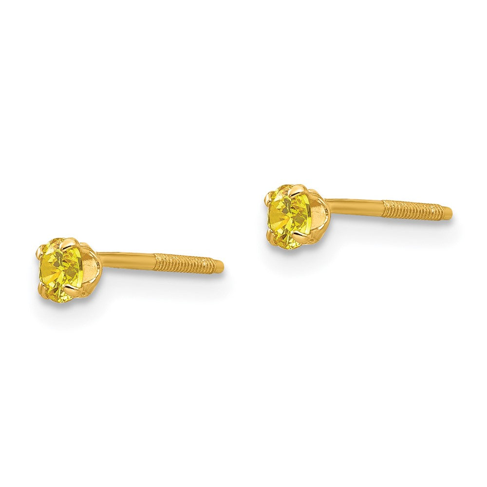 14k Madi K 3mm Imitation Citrine Birthstone Earrings (Nov)