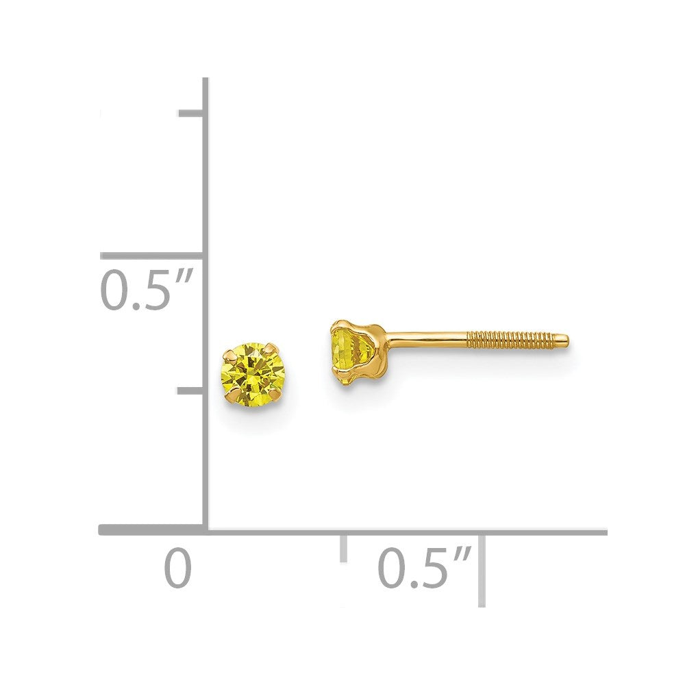 14k Madi K 3mm Imitation Citrine Birthstone Earrings (Nov)