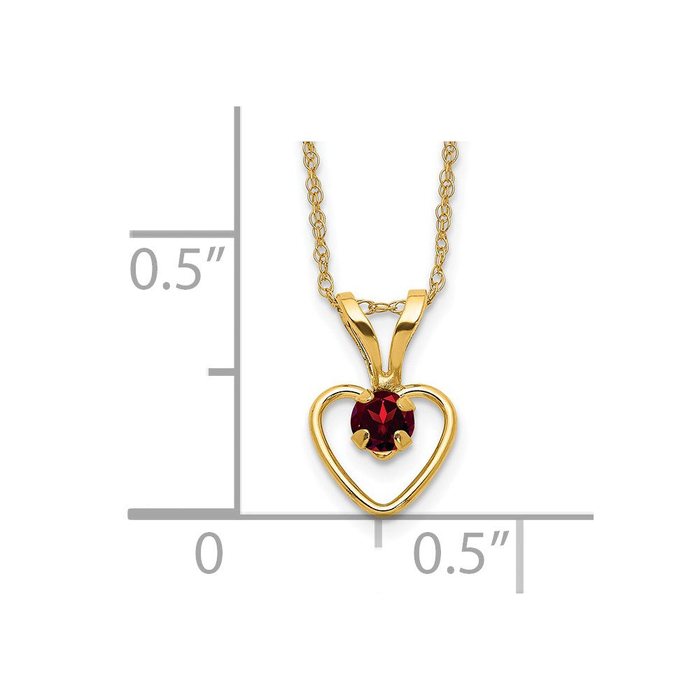 14k Madi K 3mm Garnet Heart Birthstone Necklace