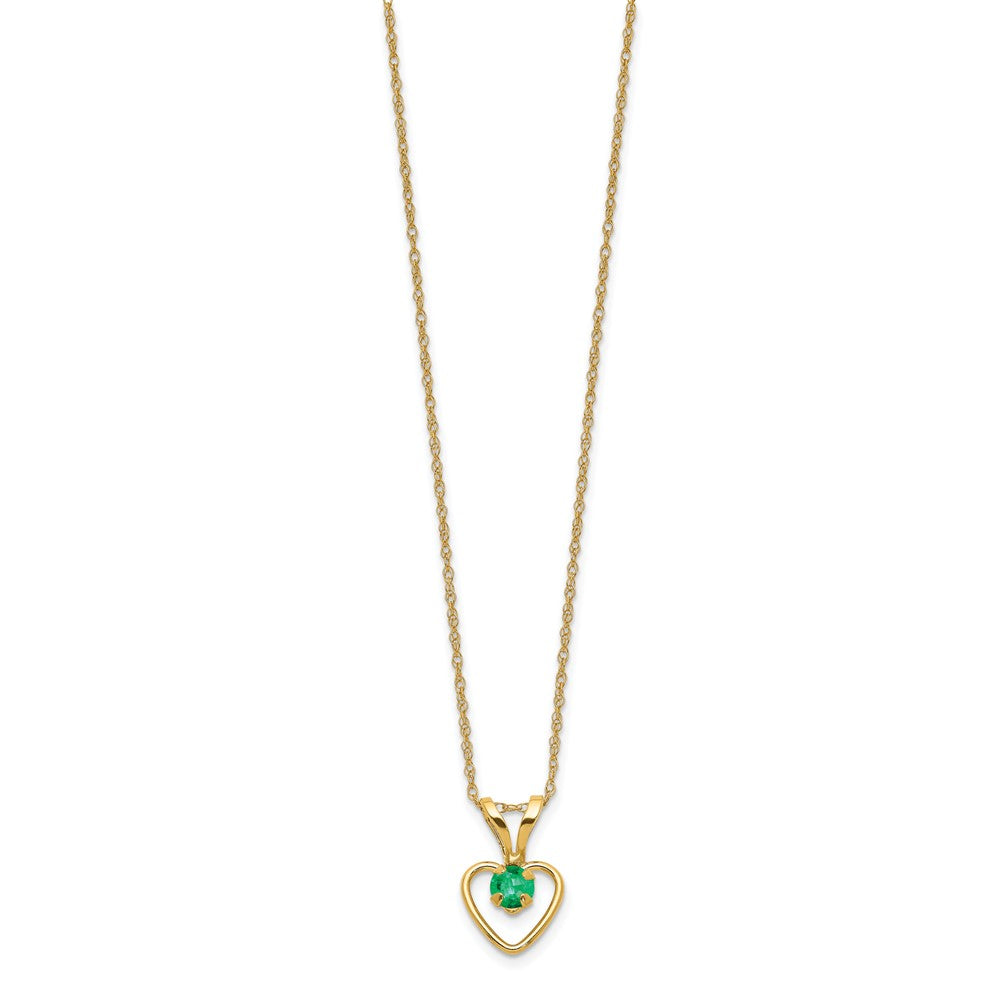 14k Madi K 3mm Emerald Heart Birthstone Necklace